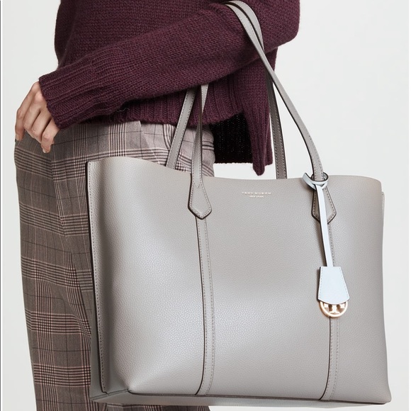 tory burch perry tote grey heron